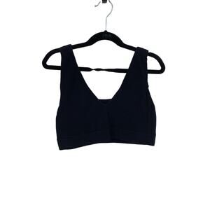 Soma Seamless Aloe Turnaround Bralette Womens Medium Black Ribbed Deep V-Neck